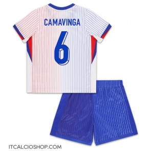 Francia Eduardo Camavinga #6 Seconda Maglia Bambino Europei 2024 Manica Corta (+ Pantaloni corti)